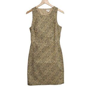 J Crew Womens Size 4 Leopard Print Sleeveless Sheath Dress Minimalist Classic